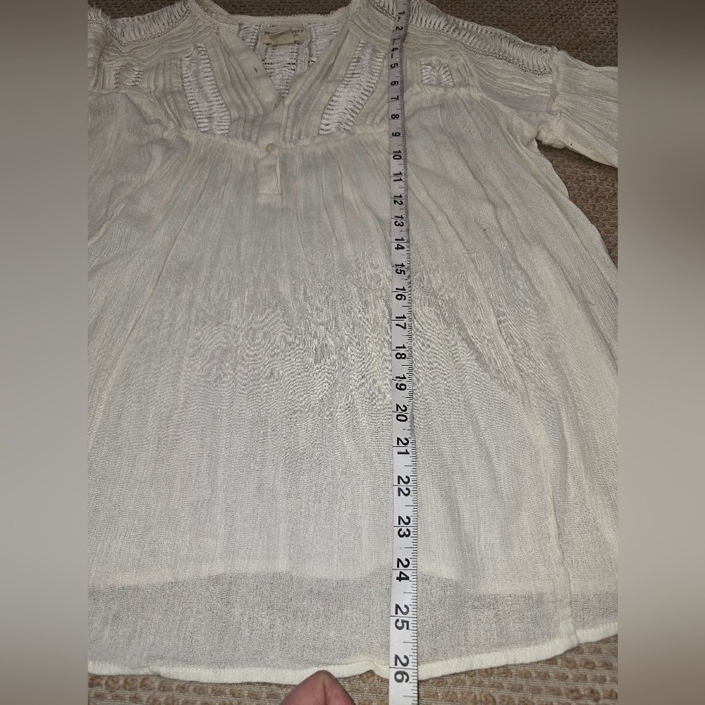 Denim & Supply Ralph Lauren Cream Crochet Trim Peasant Top  $125 Size Small - Picture 8 of 9